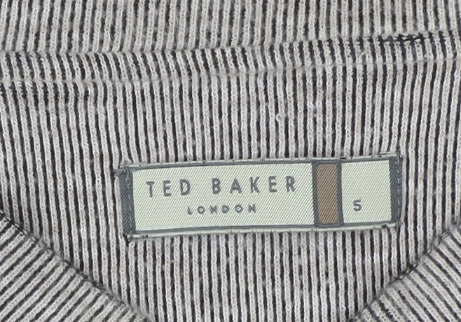 Ted Baker Men’s Grey V-Neck Long Sleeve Knit Top Size L