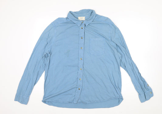 Preloved Hush Women's Blue Cotton Button-Up Shirt XL Long Sleeve Casual - Front