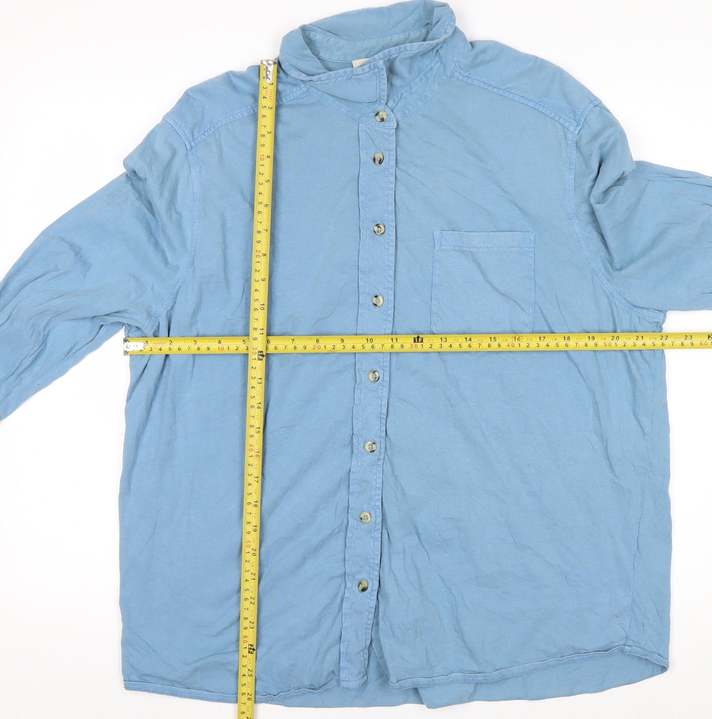 Hush Women's Blue Cotton Button-Up Shirt XL Long Sleeve Casual