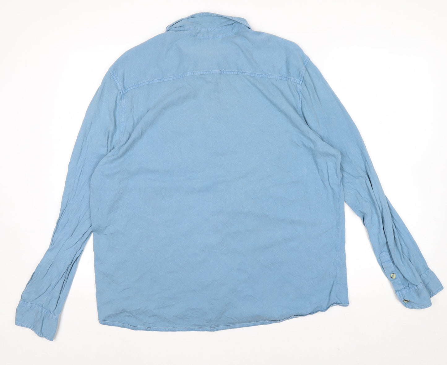 Hush Women's Blue Cotton Button-Up Shirt XL Long Sleeve Casual