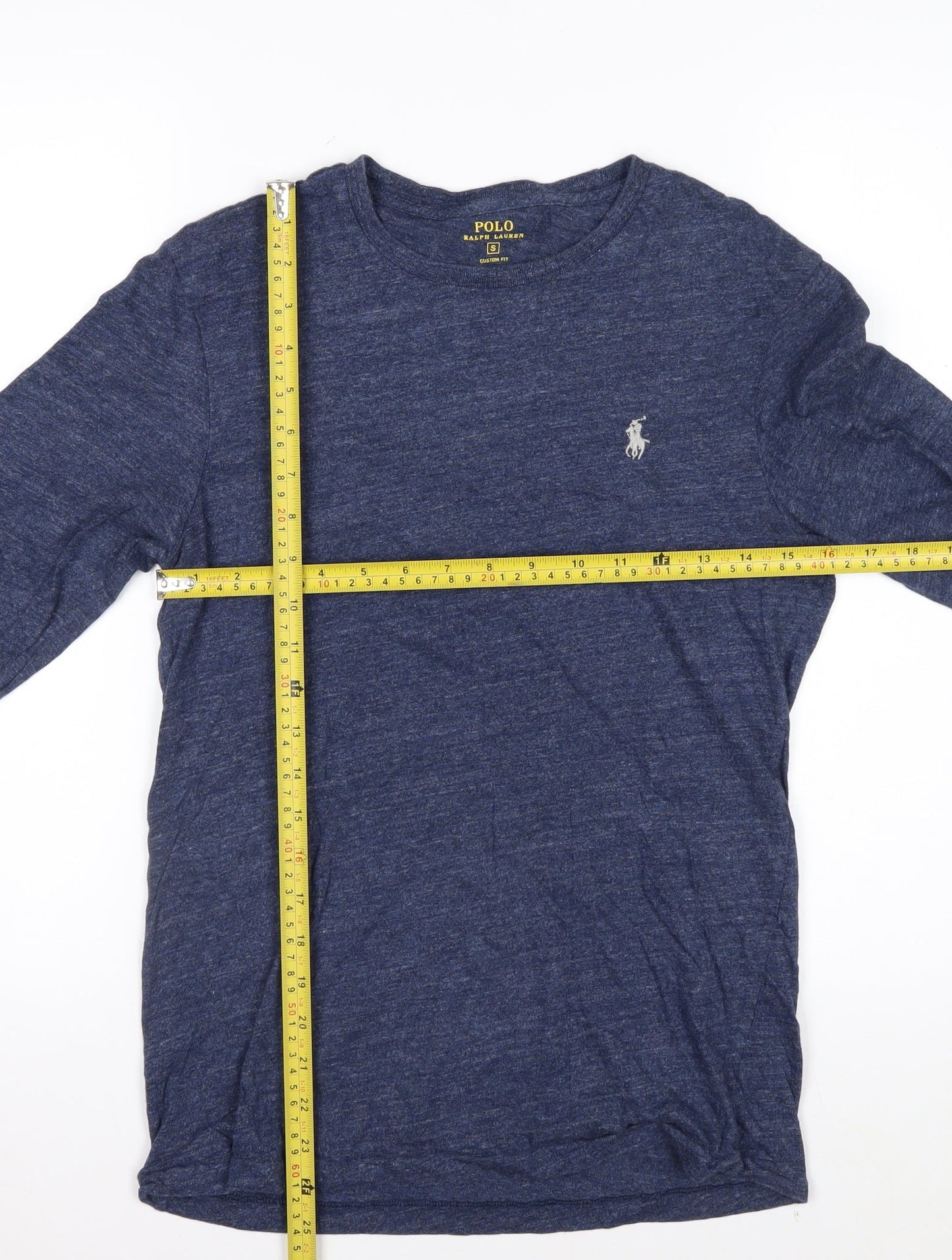 Ralph Lauren Men Blue Slim Fit Long Sleeve Cotton Crew Neck Top S