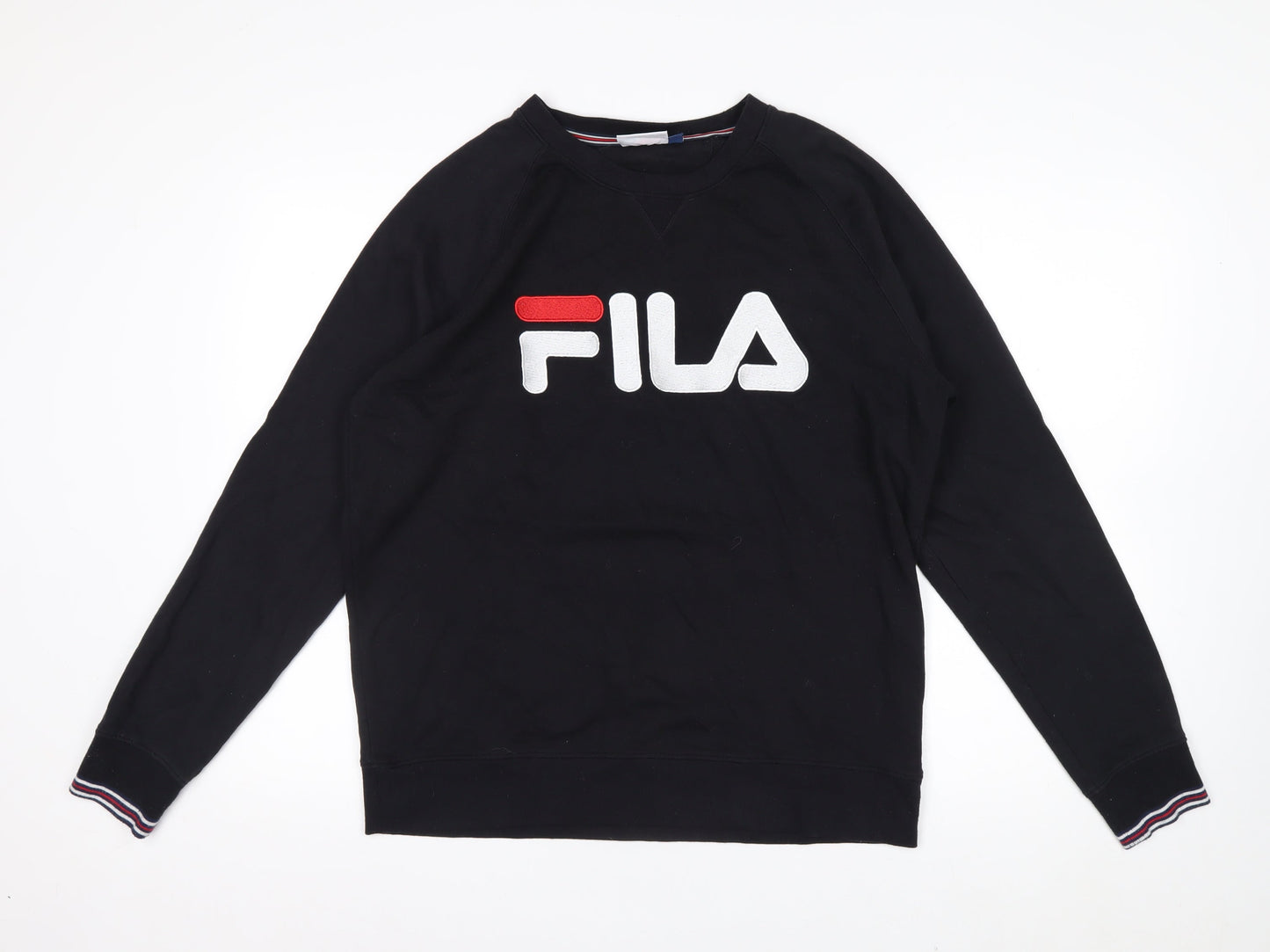 FILA Men’s Black Crew Neck Logo Pullover Sweatshirt Size S