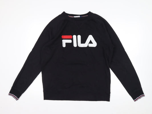 FILA Men’s Black Crew Neck Logo Pullover Sweatshirt Size S