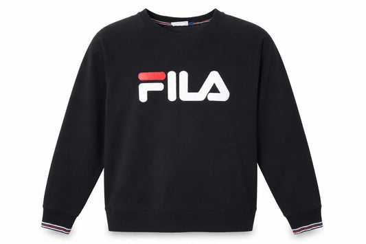 Fila Men’s Black Crew Neck Logo Pullover Sweatshirt Size S