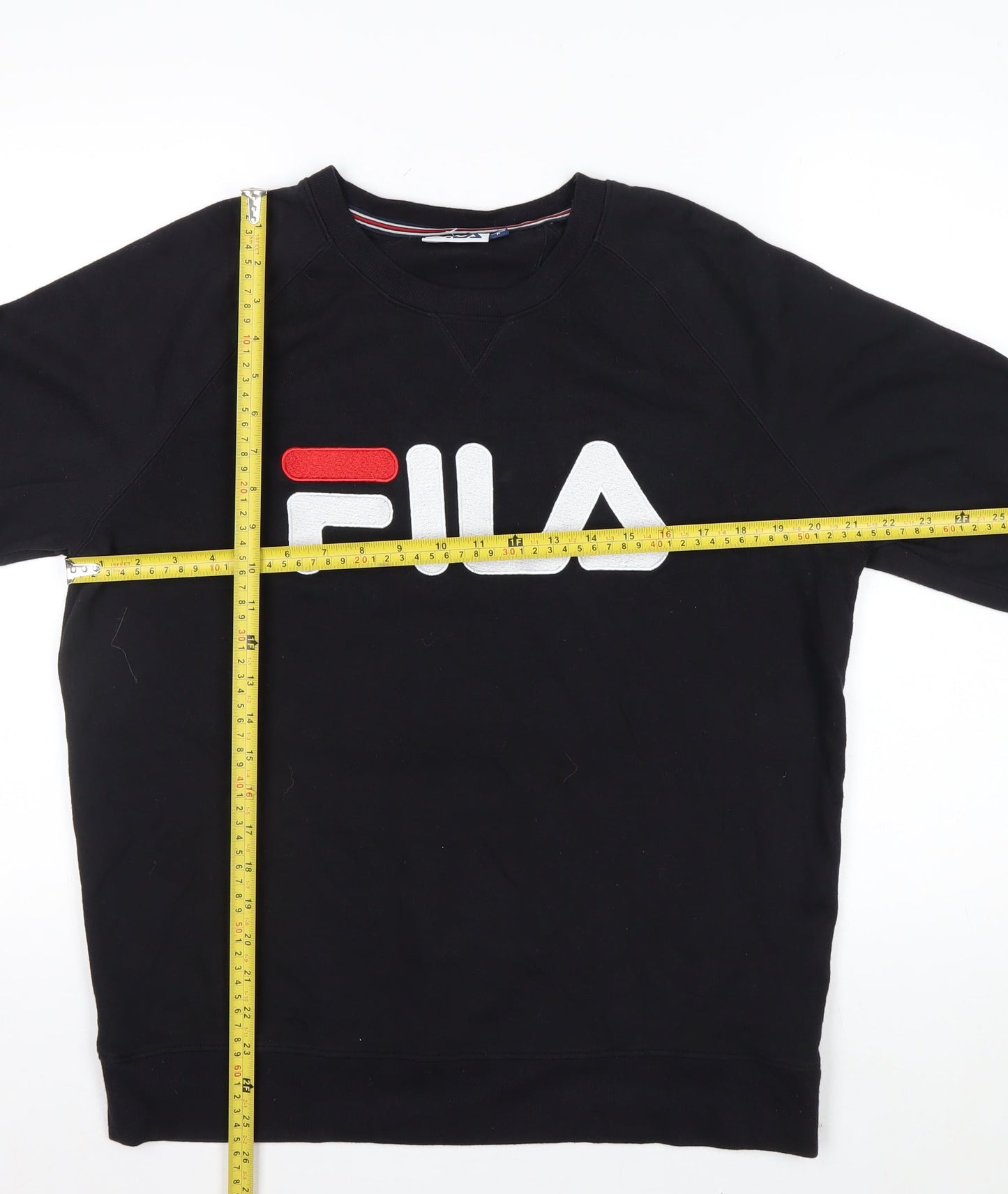 FILA Men’s Black Crew Neck Logo Pullover Sweatshirt Size S