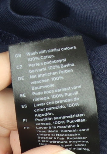 COS Women's Blue Relaxed Fit Mock Neck Cotton T-Shirt Size S