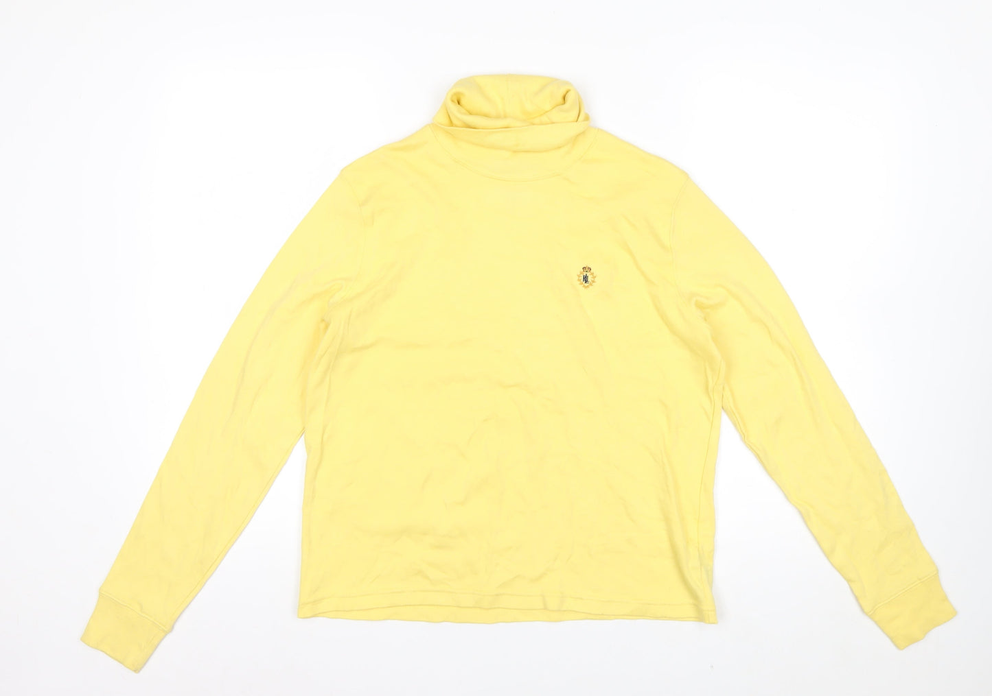 Ralph Lauren Women’s Yellow Cotton Roll Neck Long Sleeve Petite Top