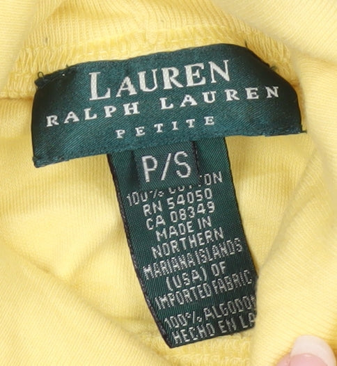 Ralph Lauren Women’s Yellow Cotton Roll Neck Long Sleeve Petite Top