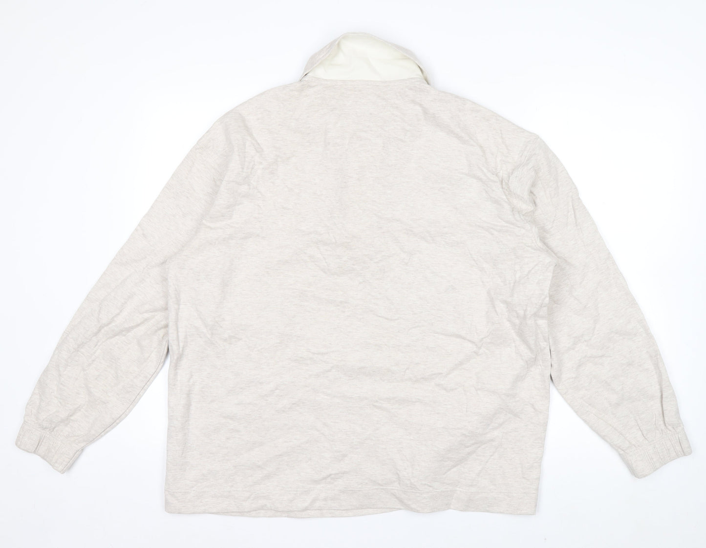 Marks and Spencer Men's Beige Collared Henley Sweatshirt Size L