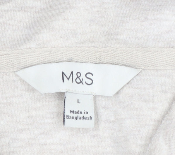Marks and Spencer Men's Beige Collared Henley Sweatshirt Size L