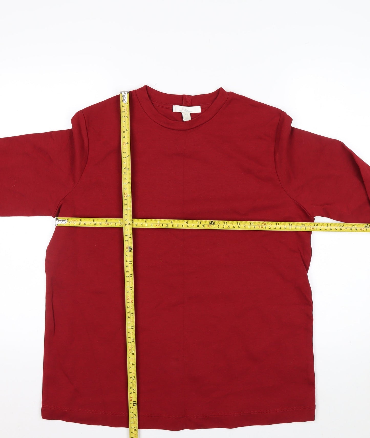 Next Women's Red Long Sleeve Cotton Blend Crew Neck T-Shirt Size 12