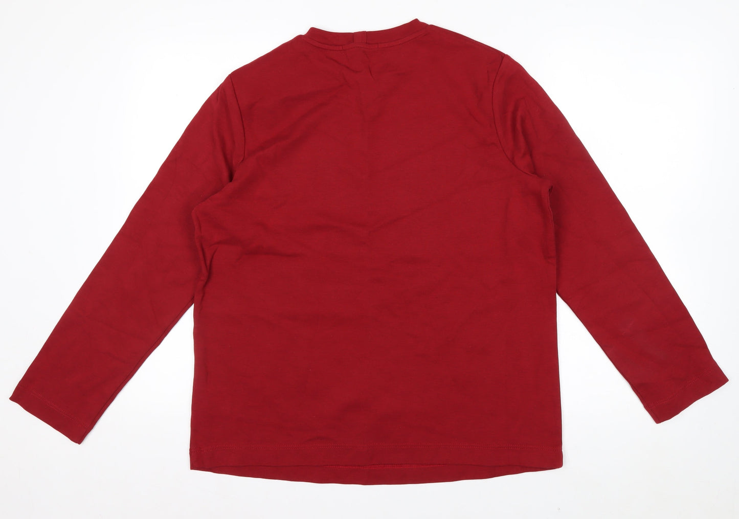 Next Women's Red Long Sleeve Cotton Blend Crew Neck T-Shirt Size 12