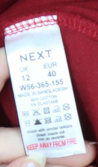 Next Women's Red Long Sleeve Cotton Blend Crew Neck T-Shirt Size 12
