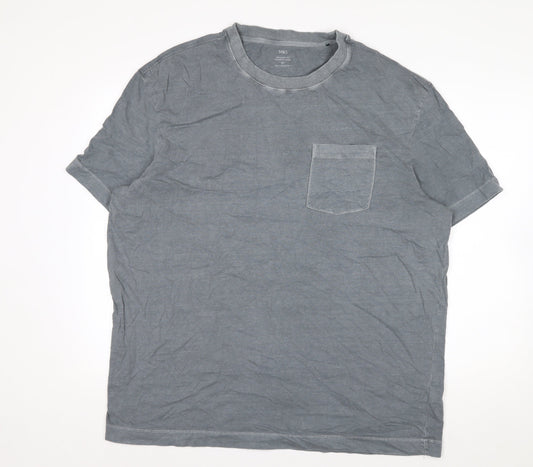 Marks and Spencer Mens Grey 2XL Relaxed Fit Cotton T-Shirt