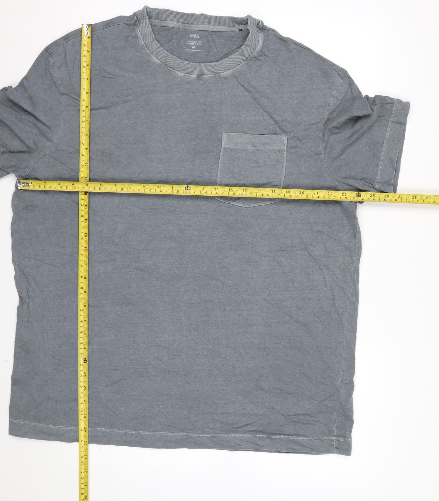 Marks and Spencer Mens Grey 2XL Relaxed Fit Cotton T-Shirt