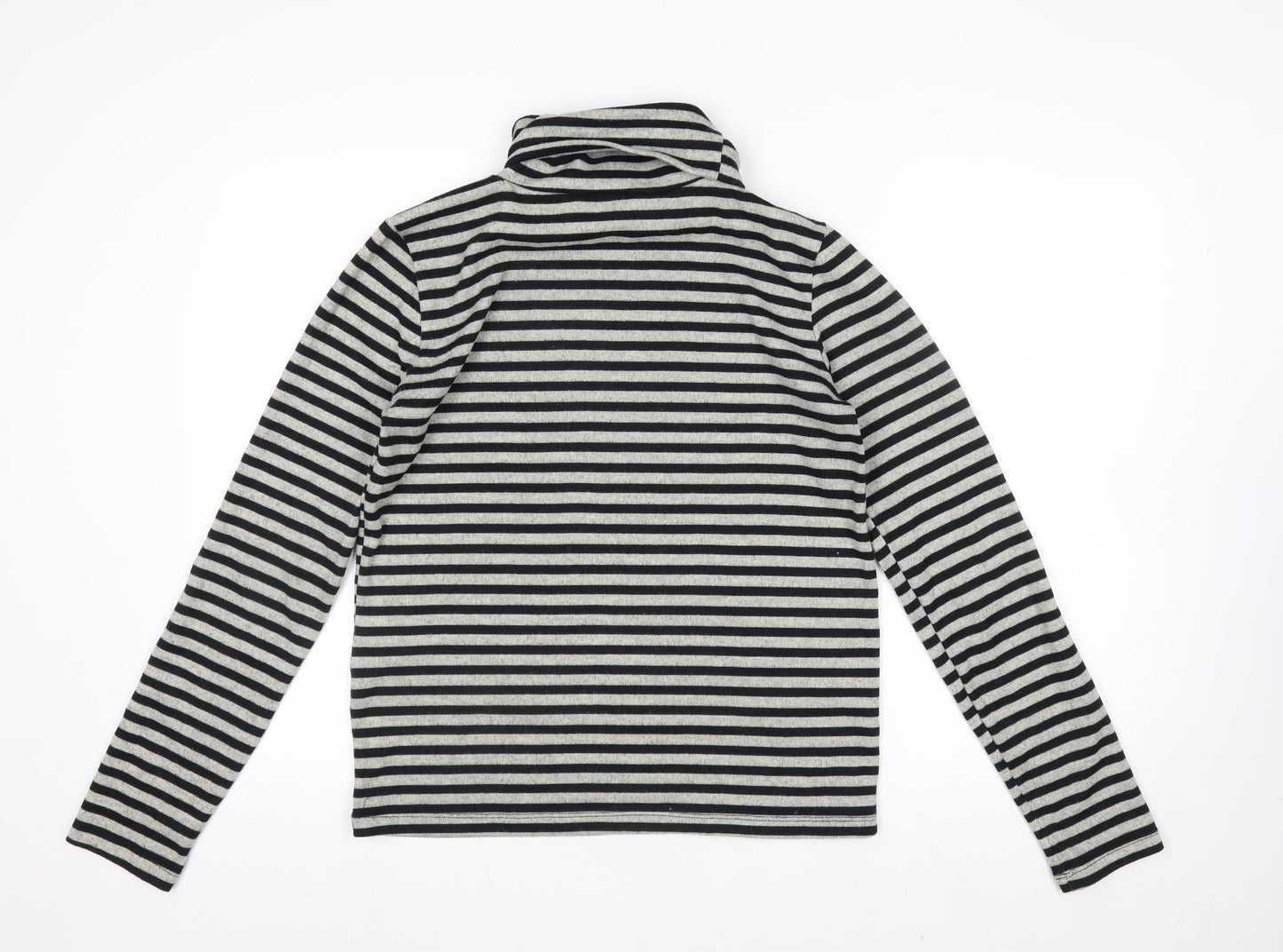 Zara Women Black Striped Roll Neck Long Sleeve Jersey Top S