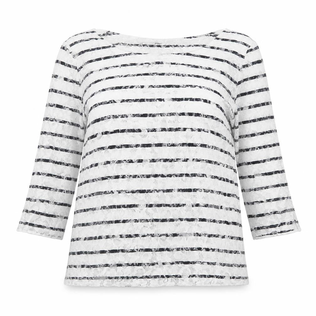 Marks & Spencer Women's Multicoloured Striped Lace T-Shirt UK 14