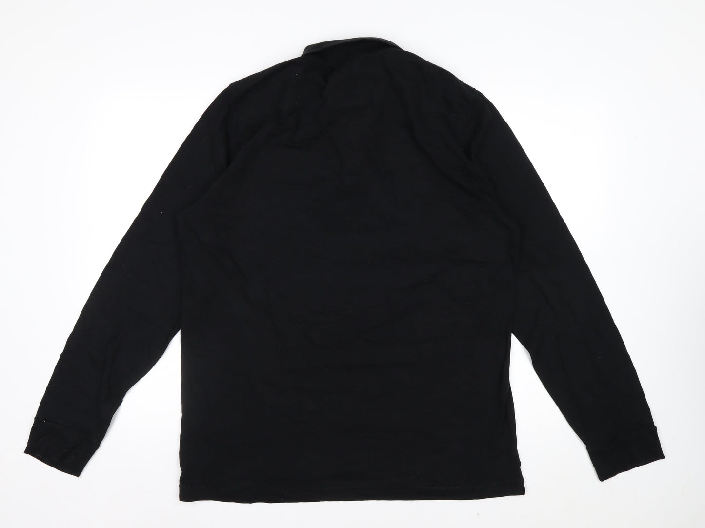 French Connection Men's Black XL Long Sleeve Cotton Polo Shirt
