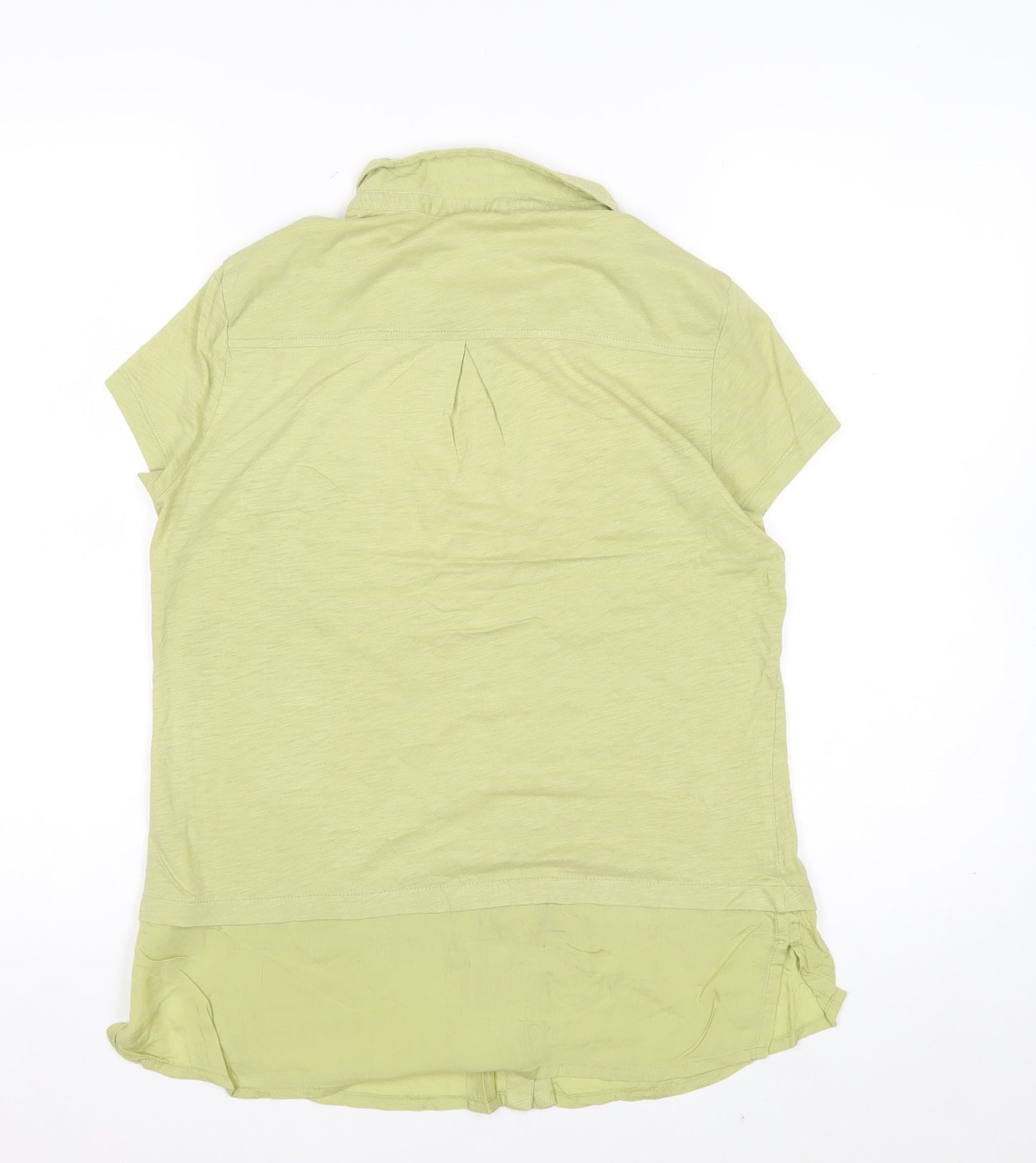 White Stuff Women's Green Button-Up Short Sleeve Cotton Modal Shirt UK 10