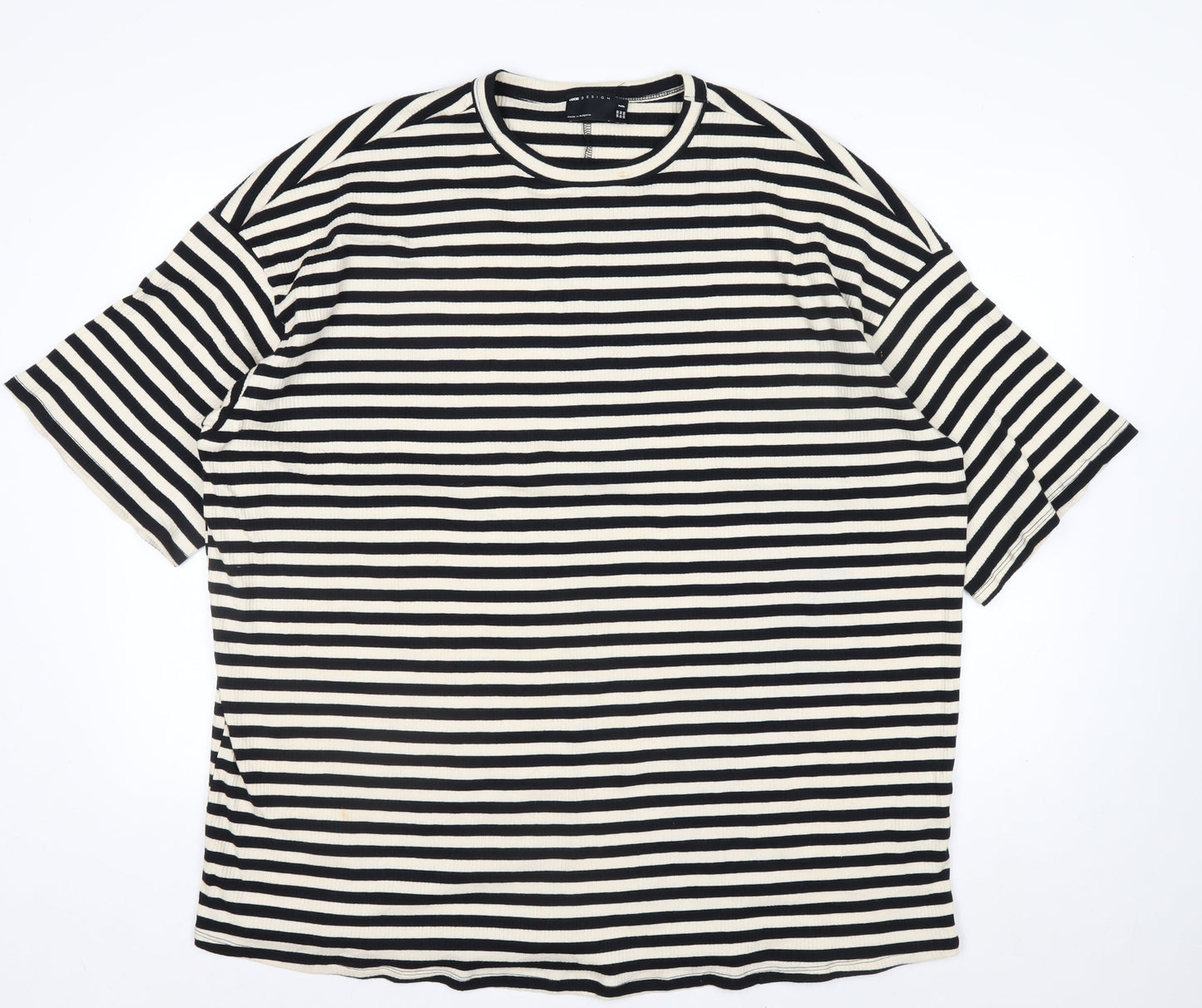 ASOS Design Petite Women's Black Stripe Cotton T-Shirt UK 8