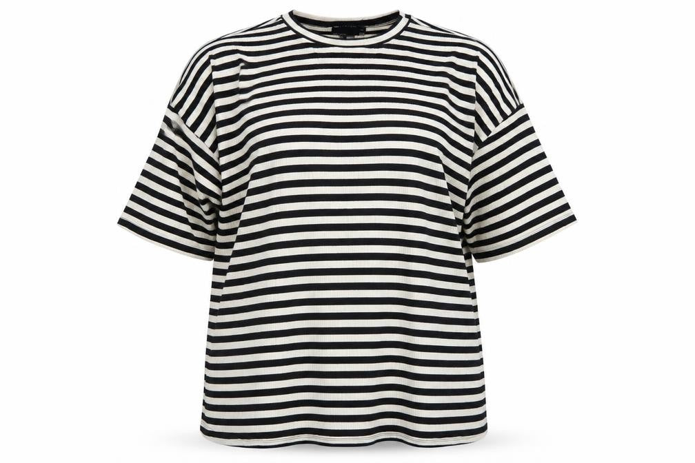 ASOS Design Petite Women's Black Stripe Cotton T-Shirt UK 8