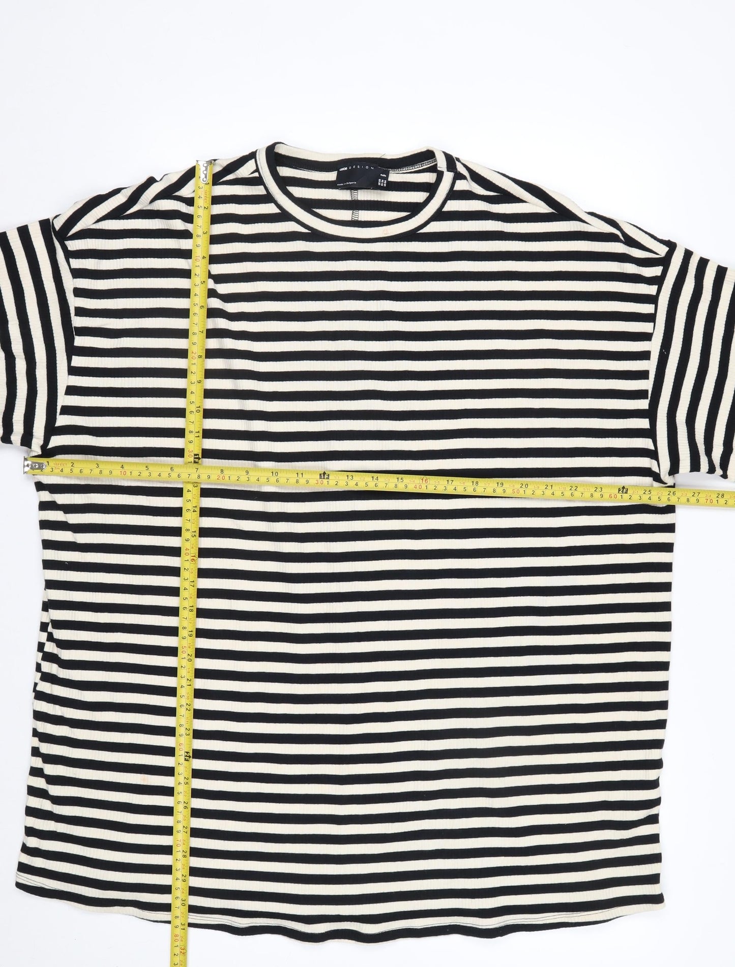 ASOS Design Petite Women's Black Stripe Cotton T-Shirt UK 8