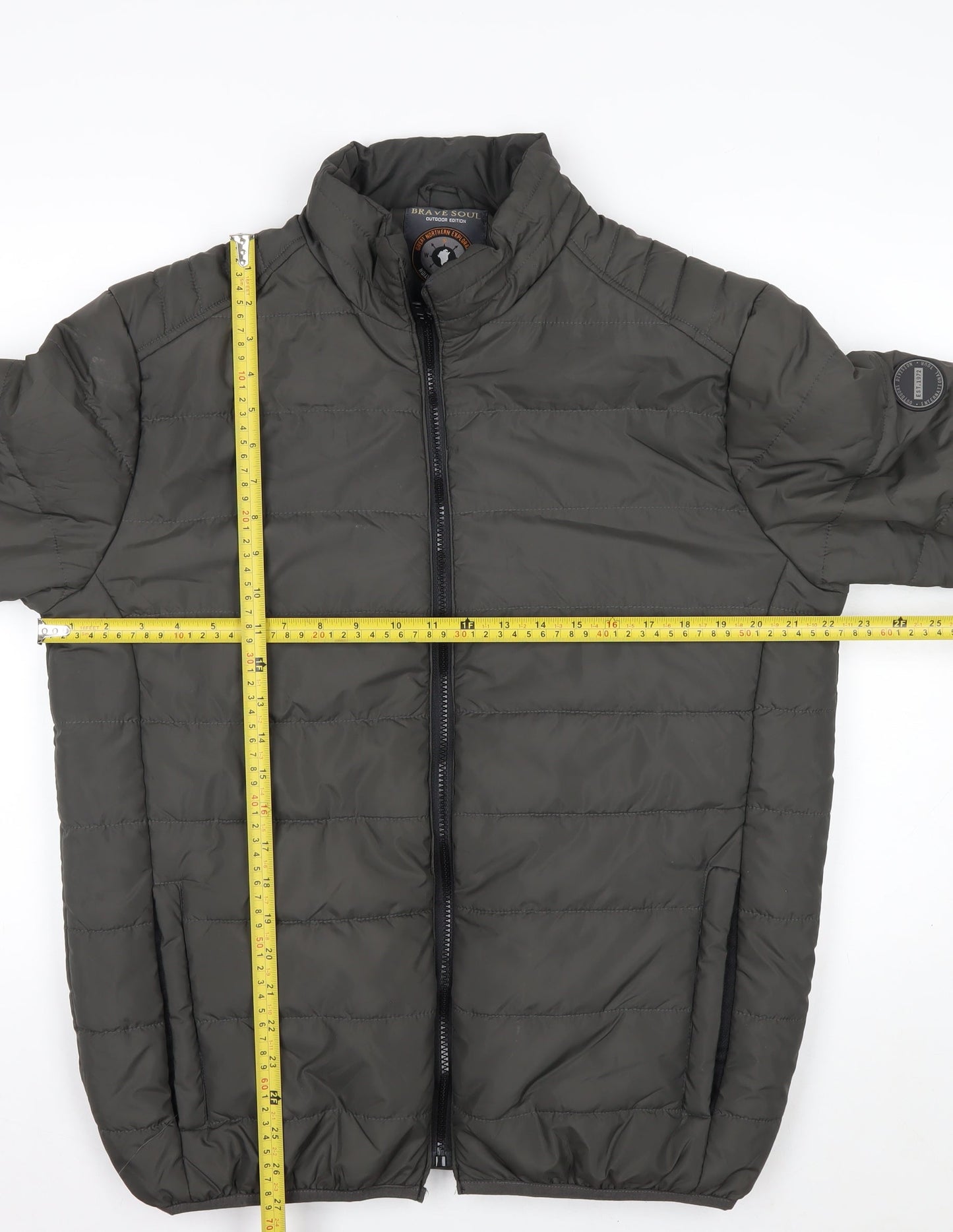 Brave Soul Men's Green XL Puffer Jacket Outdoor Style