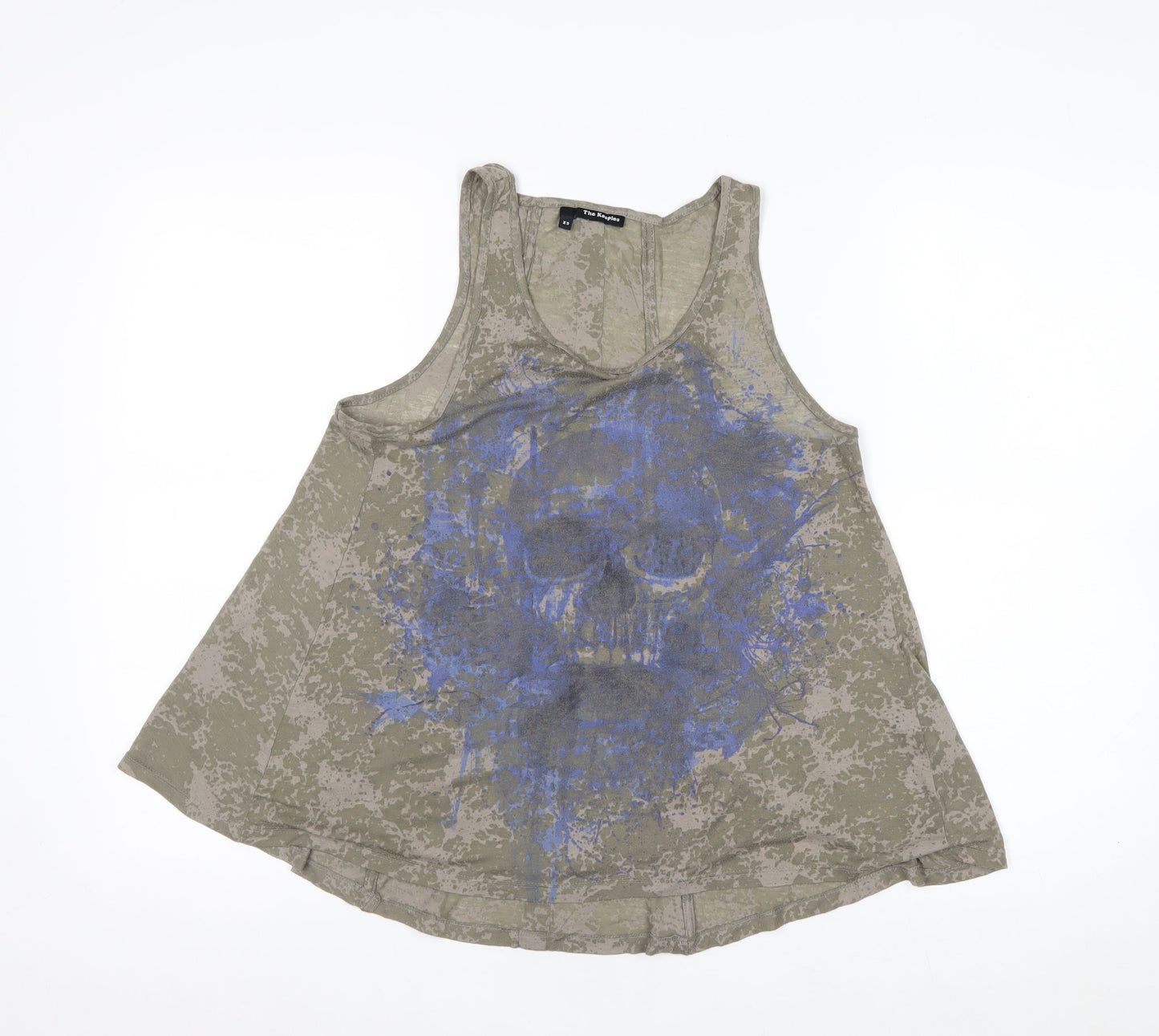The Kooples Womens Khaki Skull Print Tank Top XS Relaxed Fit
