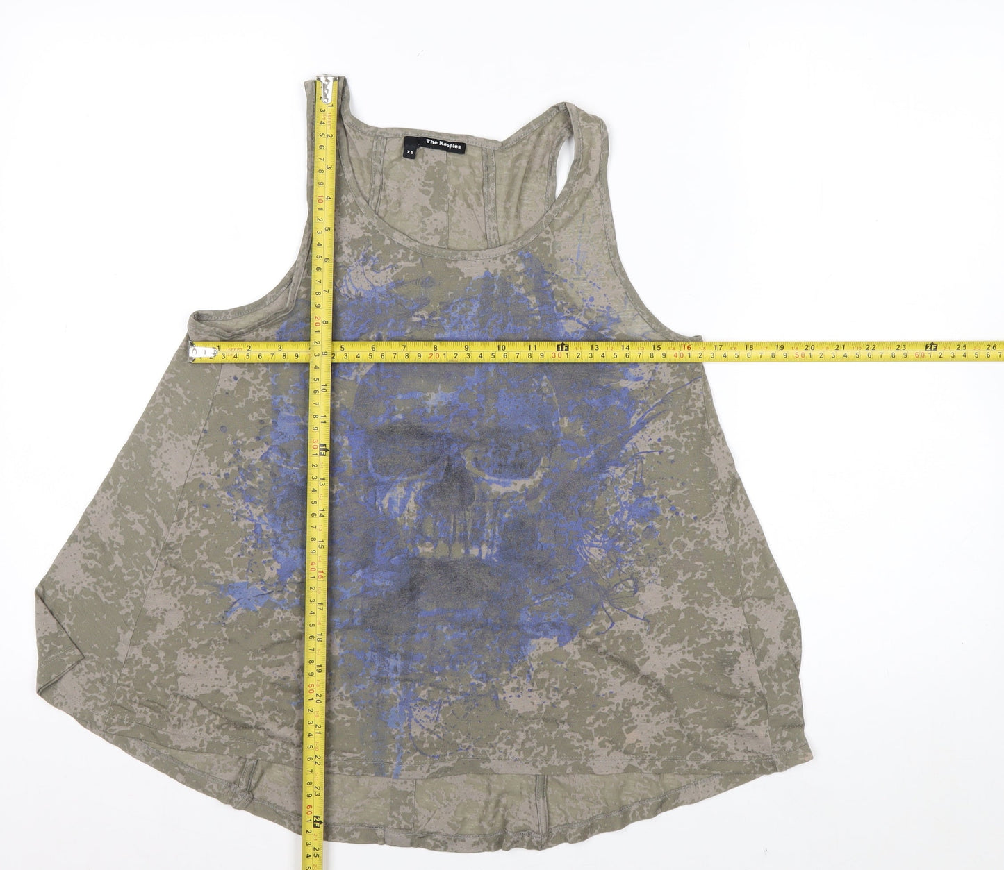 The Kooples Womens Khaki Skull Print Tank Top XS Relaxed Fit