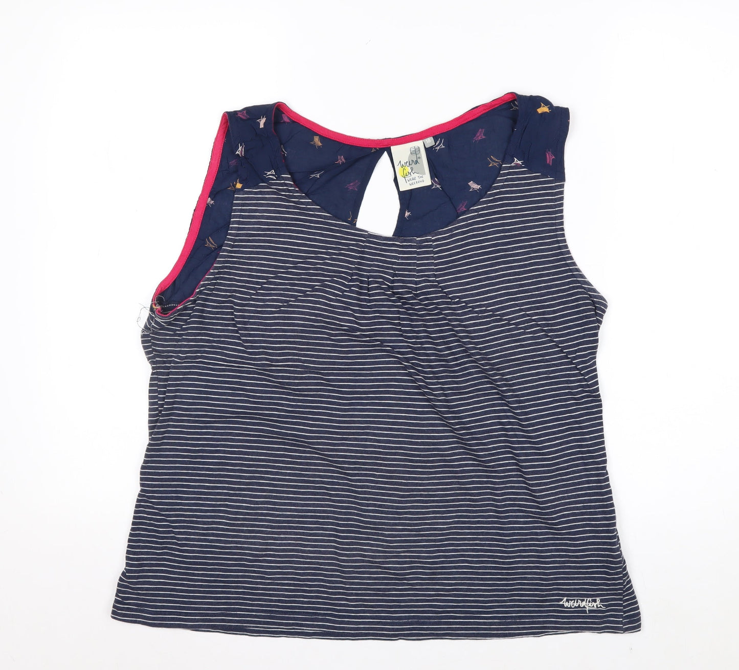 Weird Fish Women's Blue Striped Tank Top Size 18 Cotton Blend