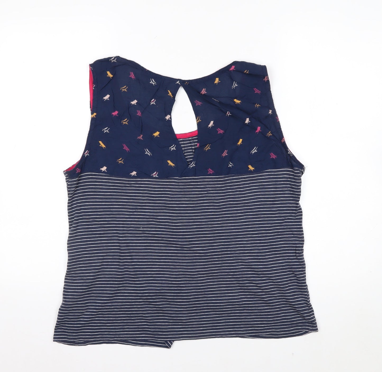 Weird Fish Women's Blue Striped Tank Top Size 18 Cotton Blend