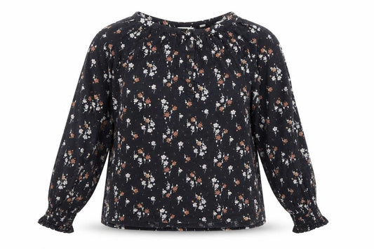 FatFace Women's Black Floral Long Sleeve Tunic Blouse Size 12