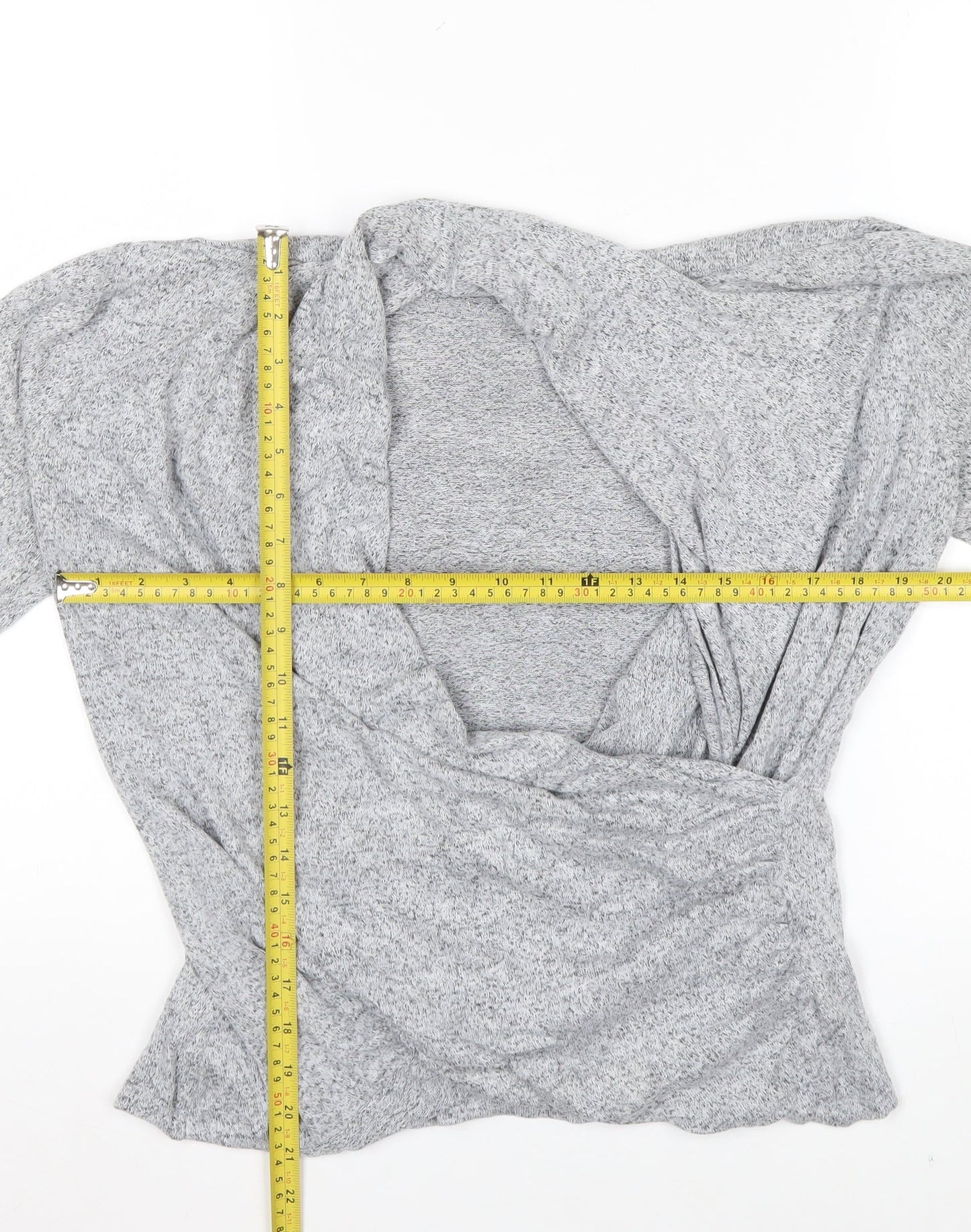 Deane & White Women's Grey Wrap Blouse Size M Long Sleeve