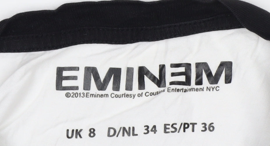 Eminem Mens White Black Slim Shady Graphic T-Shirt Size S