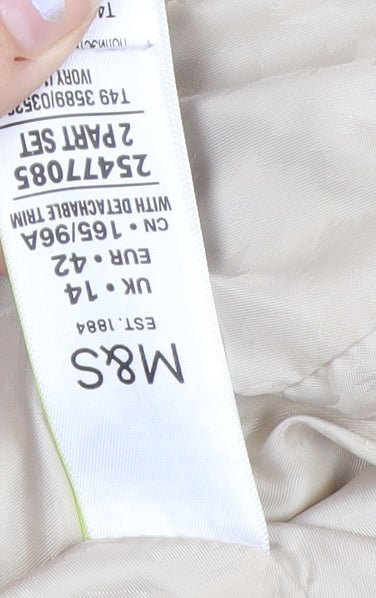 Marks and Spencer Women’s Beige Size 14 Puffer Jacket with Detachable Faux Fur Trim