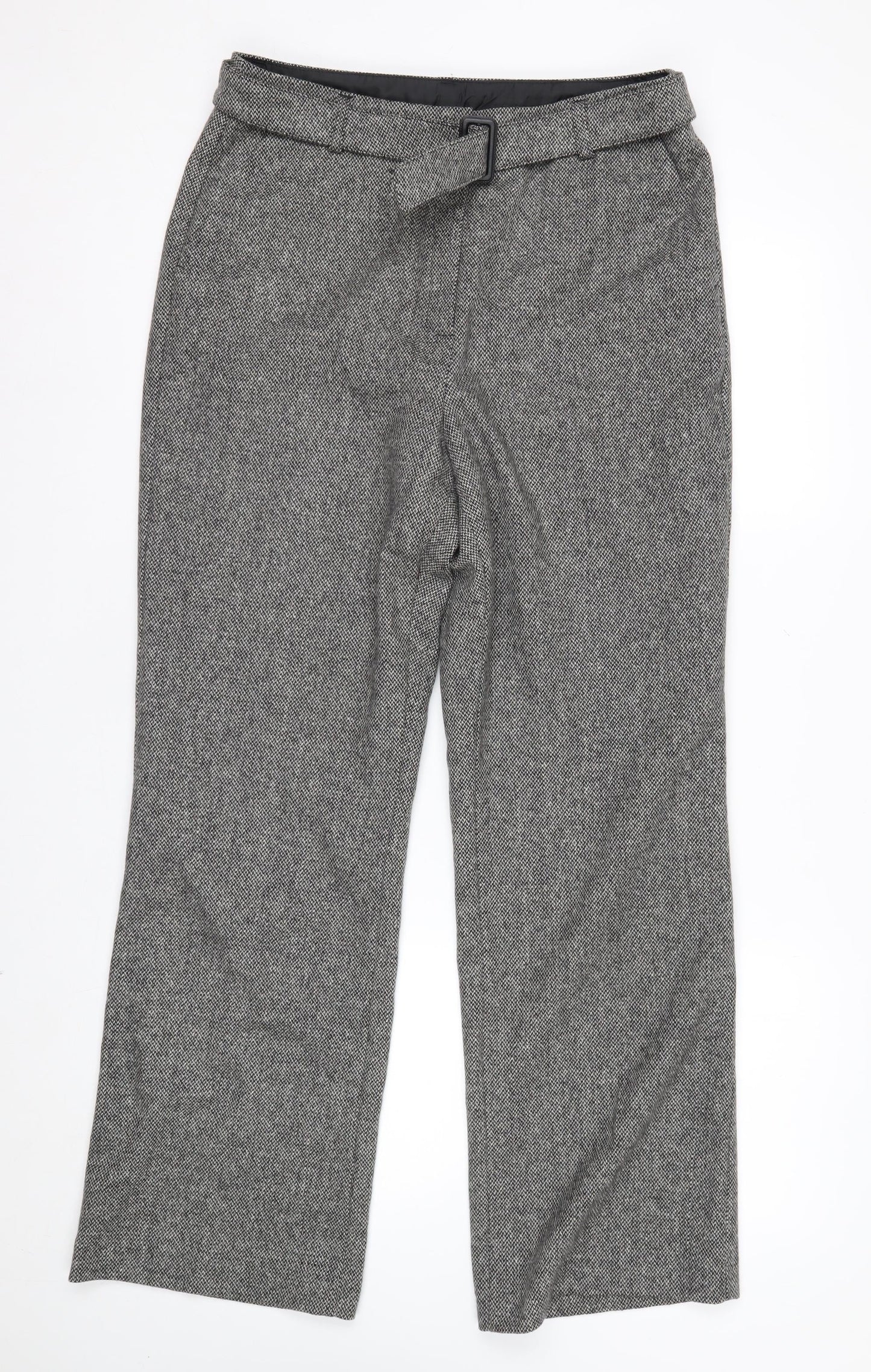 Marks and Spencer Women Grey Wool Blend Straight Leg Trousers UK 12