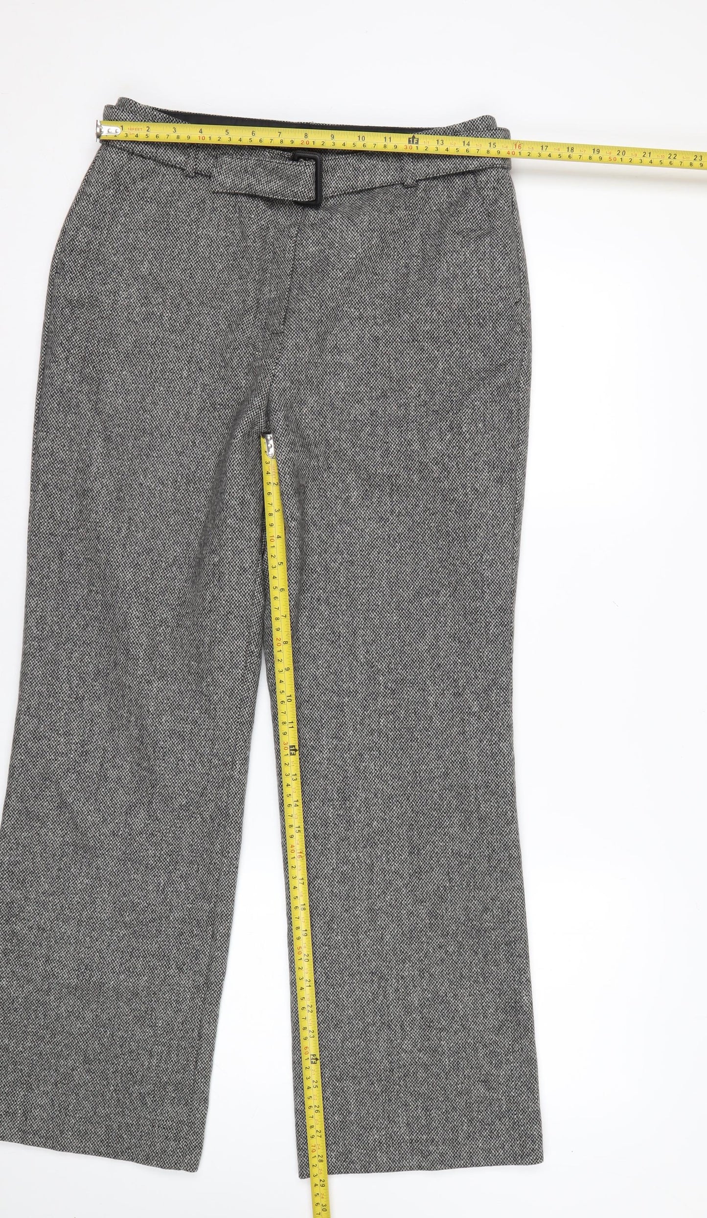 Marks and Spencer Women Grey Wool Blend Straight Leg Trousers UK 12