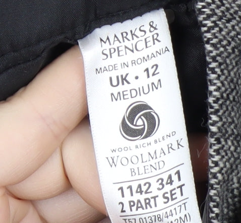 Marks and Spencer Women Grey Wool Blend Straight Leg Trousers UK 12