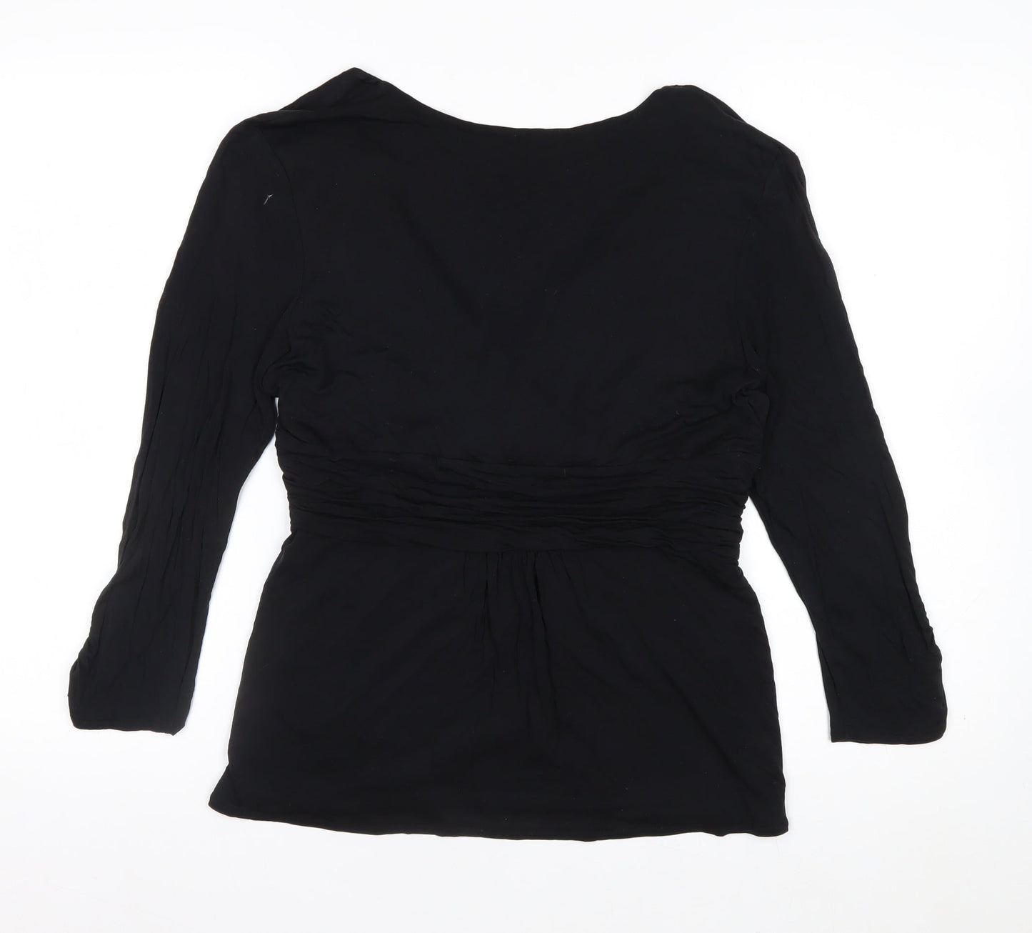 Coast Women’s Black Wrap Blouse Size 14 Lyocell Long Sleeve Top