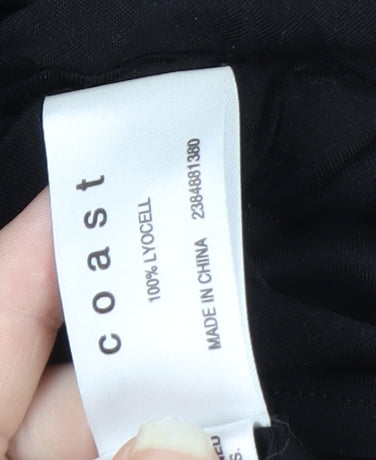 Coast Women’s Black Wrap Blouse Size 14 Lyocell Long Sleeve Top
