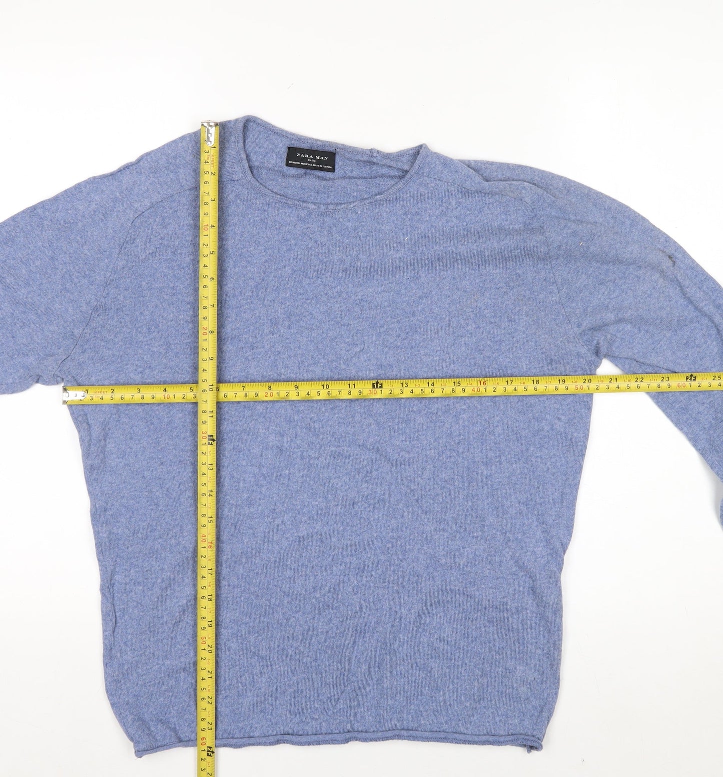 Zara Man Blue Cotton Crew Neck Men’s M Pullover Jumper