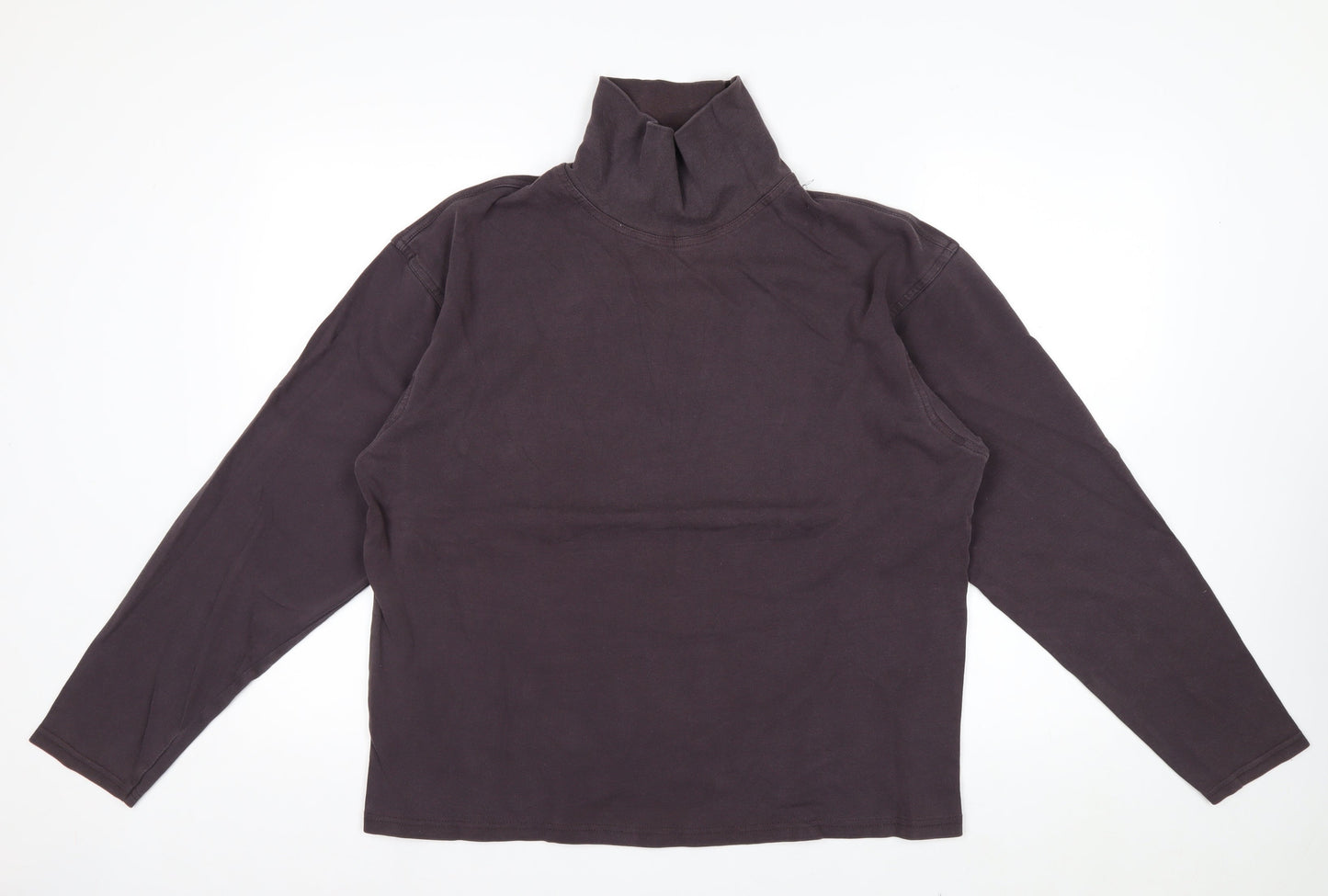 EWM Men’s Brown Cotton Roll Neck Long Sleeve Casual Top Size L