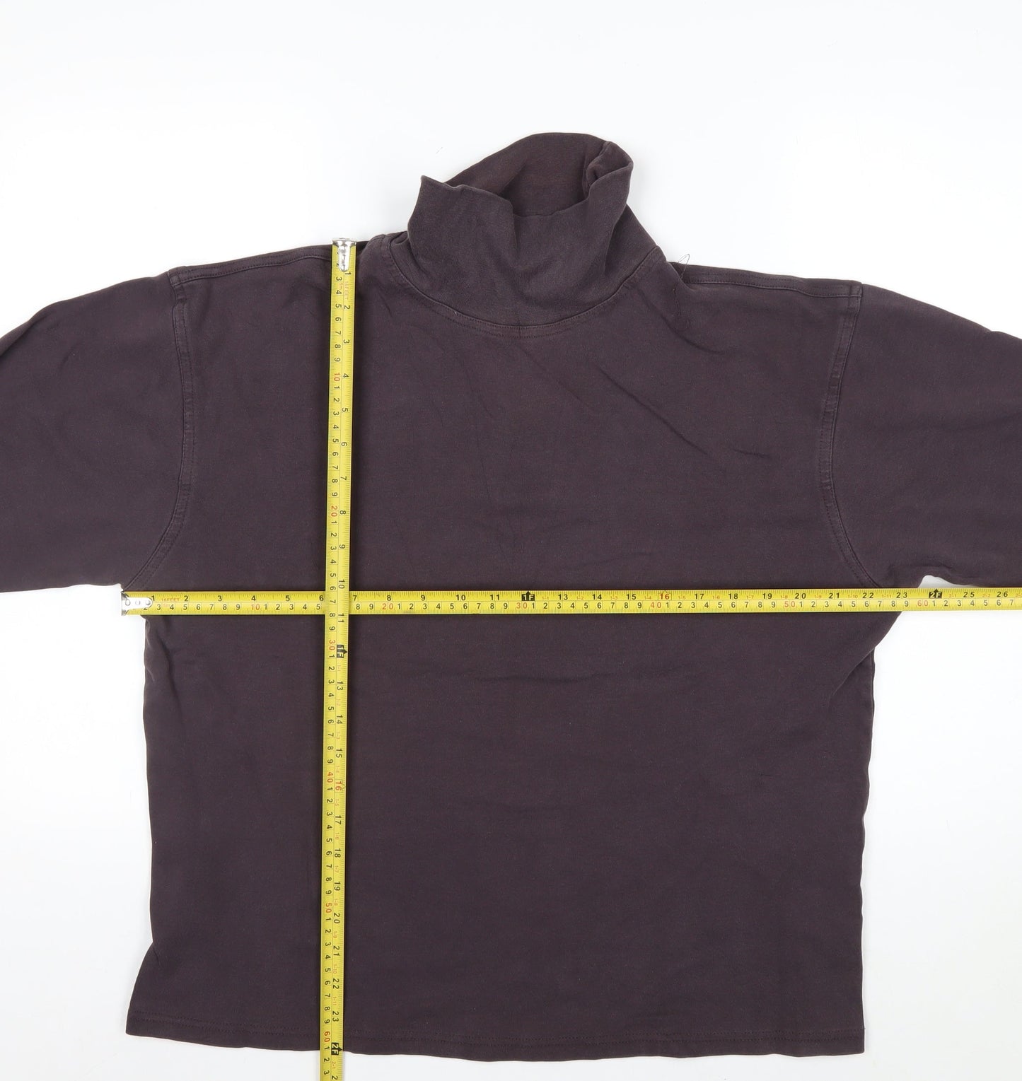 EWM Men’s Brown Cotton Roll Neck Long Sleeve Casual Top Size L
