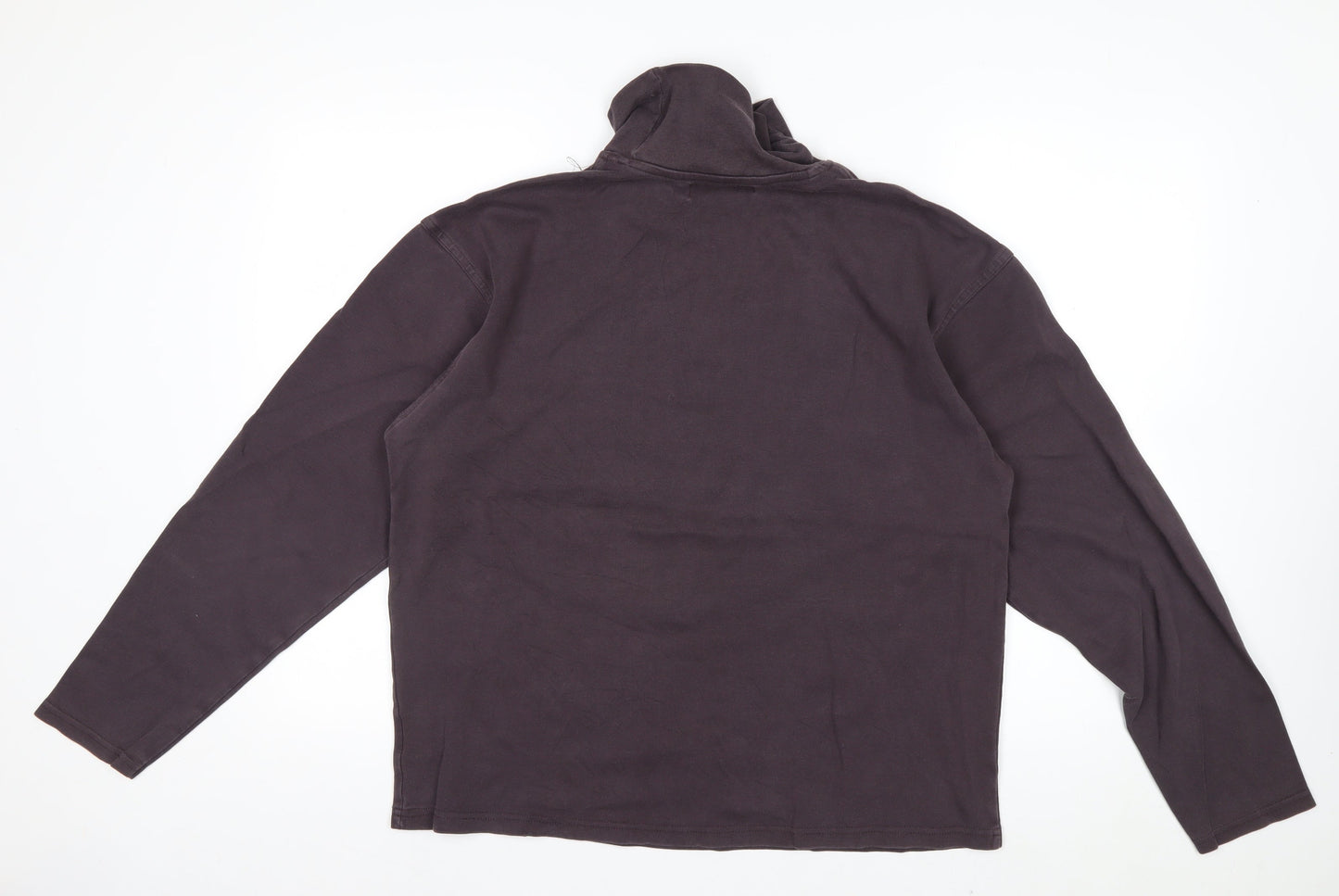 EWM Men’s Brown Cotton Roll Neck Long Sleeve Casual Top Size L