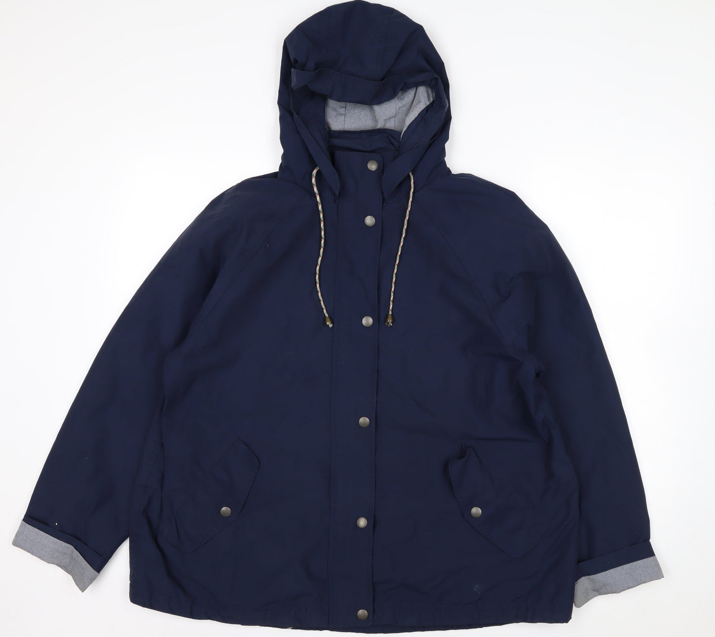 Fat Face Women's Blue Waterproof Hooded Rain Coat Jacket Size 16