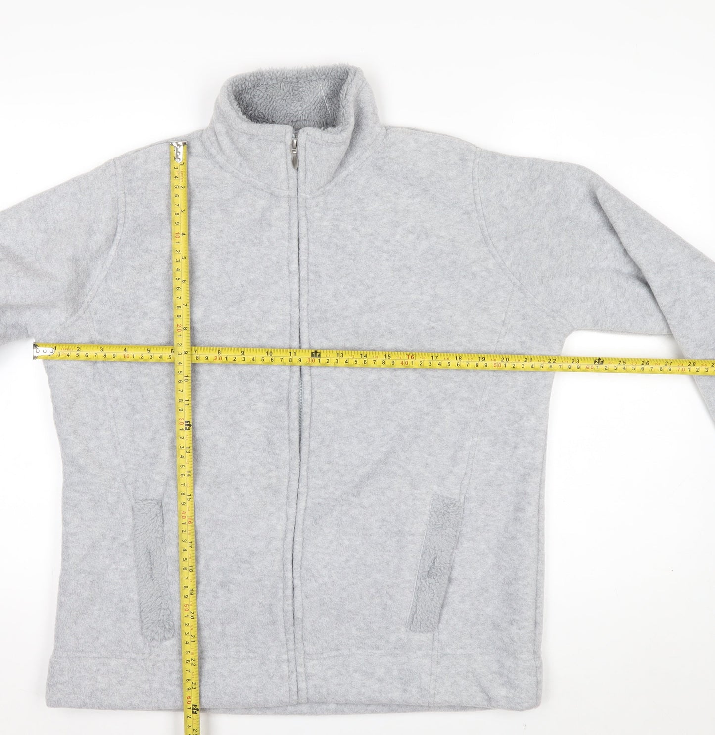 ISLE Women’s Grey Fleece Full Zip Jacket Size 14 Regular Fit