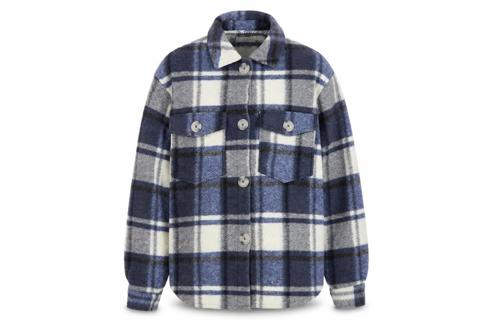 Mango Men's Blue Checked Flannel Shirt Jacket Size M