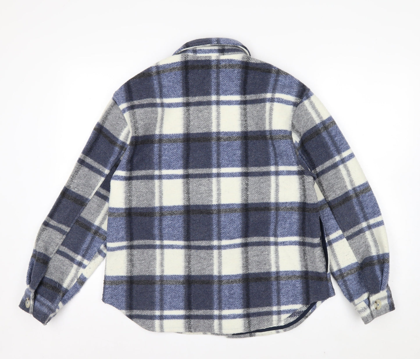 MNG Men's Blue Checked Flannel Shirt Jacket Size M