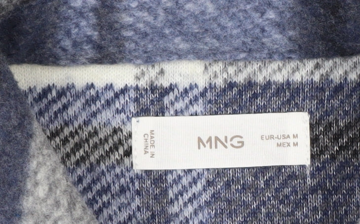 MNG Men's Blue Checked Flannel Shirt Jacket Size M