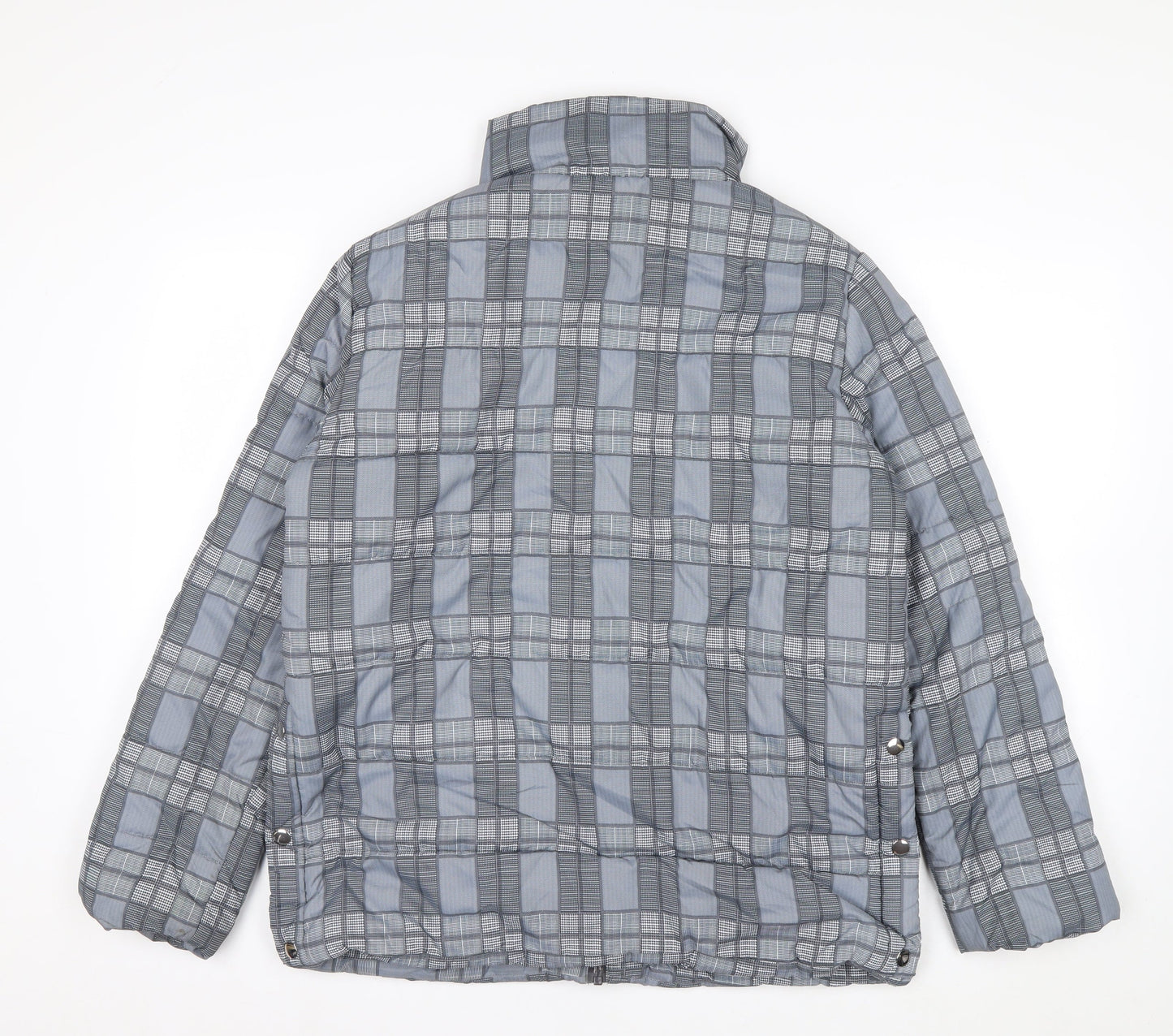 Tu Woman Grey Check Puffer Jacket Size 12 Regular Fit Mid-Length